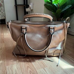 Rebecca Minkoff Pebbled Leather Satchel in Beige